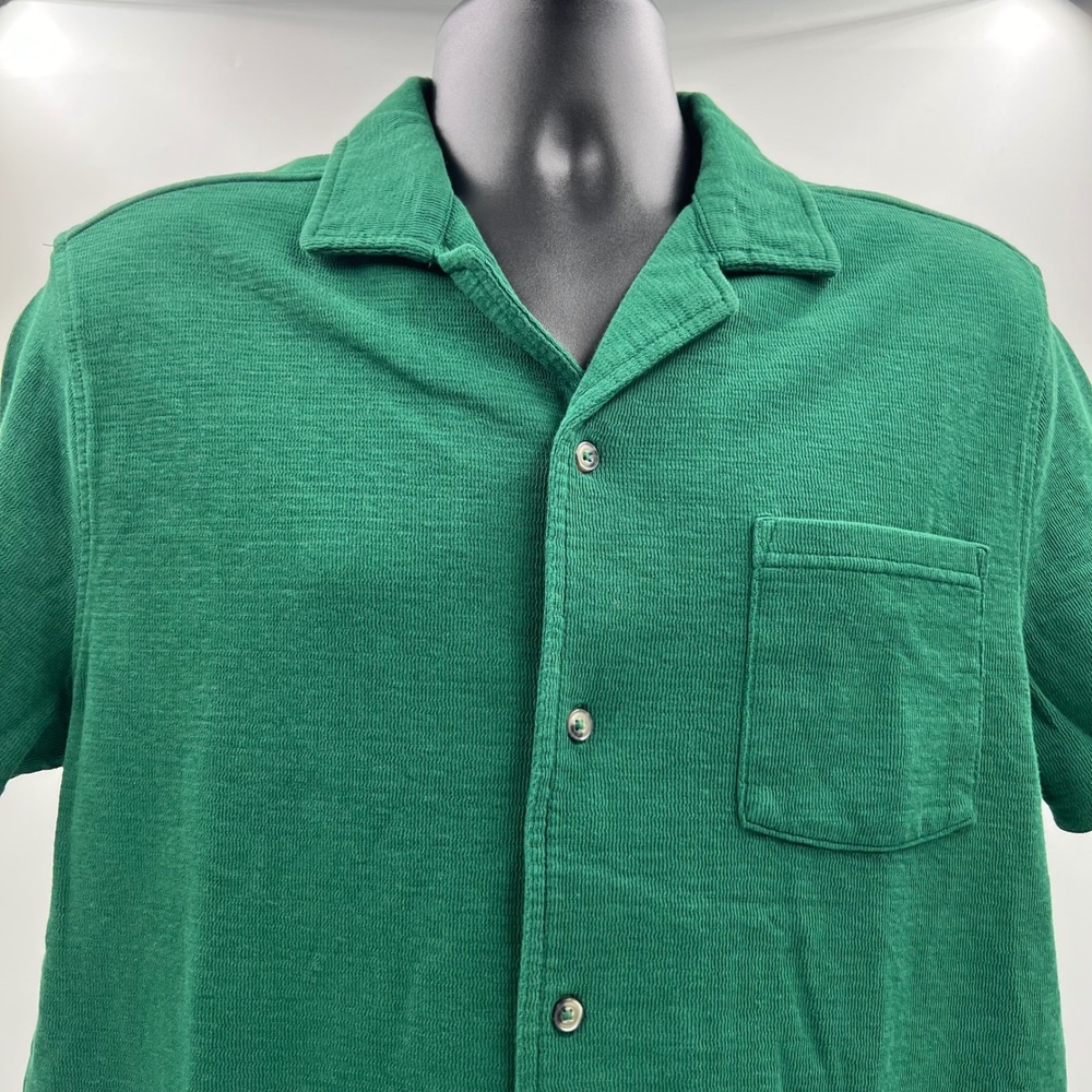 Goodfellow & Co Mens Green Game Day Camp Shirt Textured Cotton Blend Size M NEW